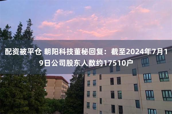 配资被平仓 朝阳科技董秘回复：截至2024年7月19日公司股东人数约17510户